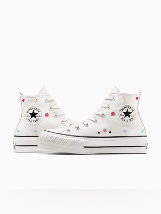 Converse Shoes - Chuck Taylor All Star Lift Platform Embroidered Doodles Sneakers Women 6.5